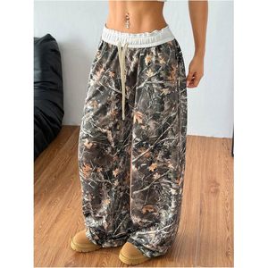 Pantalon camouflage personnalisé pour femme, coupe large, taille haute, cordon élastique, style Y2K, en tissu éponge respirant - Product Image 2