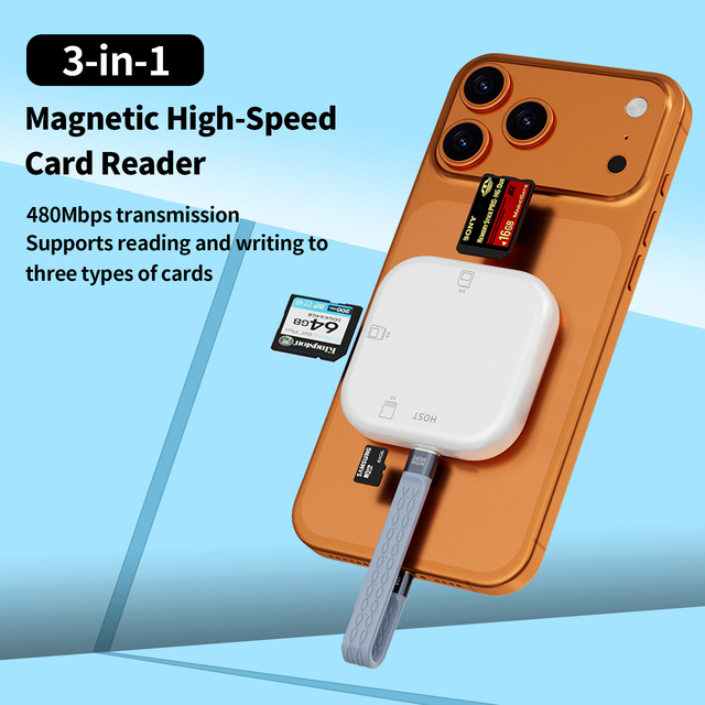 Magnetic 3 in 1 Type-C External High-Speed SD/TF/MS Card Reader Adapter