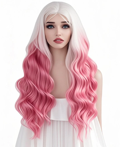 Onda del corpo bianco rosa sintetico Pre pizzicato con i capelli del bambino trasparente svizzero capelli di pizzo parrucche anteriori per donna e ragazza - Product Image 1