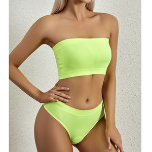 Summer Women's Sexy Strapless Lace <strong>Bra</strong> Panties Set Casual <strong>Candy</strong> Color Lingerie Includes Wrapped Chest Bag-Packed Panties <strong>Bra</strong> - Product Image 4