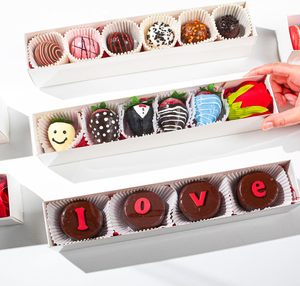Boîtes en papier longues pour fraises enrobées de chocolat avec fenêtre transparente pour macarons, chocolats, truffes, biscuits, bombes au cacao, boules de gâteau - Product Image 3
