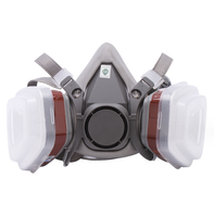 Demi-masque à gaz réutilisable en silicone avec protection anti-gaz et anti-poussière, lunettes de protection et bouchons d'oreilles