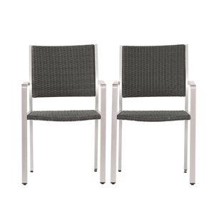 DB Cape Coral 2-Piece Set of <b>Grey</b> Outdoor Wicker Dining Chairs with Aluminum <b>Frames</b> - Product Image 2