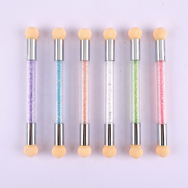 Набор кистей для ногтей с двойной головкой, градиентная губка, кисти для нейл-арта, ручка для акрилового геля, блестящего порошка, кисть для рисования пыли для ногтей и маникюра