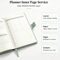 Carnet de planification personnalisé en cuir PU avec reliure cousue, 80 feuilles, organisateur de marque-pages, journal pour la gestion du temps, cadeau