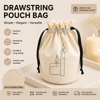 Pochette en toile de coton à fond rond avec logo personnalisé, sac cadeau cylindrique écologique pour emballage de bougies et de bijoux, vente en gros