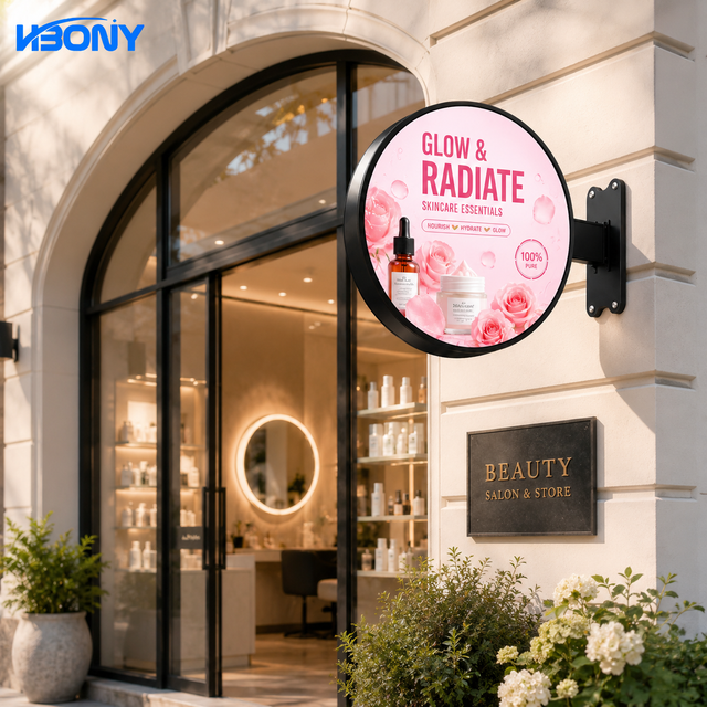 Double Sided Outdoor Full Color P3 4K LED Display WiFi Control Circular Signboard Store Advertising Logo Display Waterproof