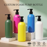 Bouteilles distributrices de mousse rondes en PEHD de 500 ml avec logo personnalisé, emballage plastique vide pour nettoyant mousseux domestique et shampoing moussant