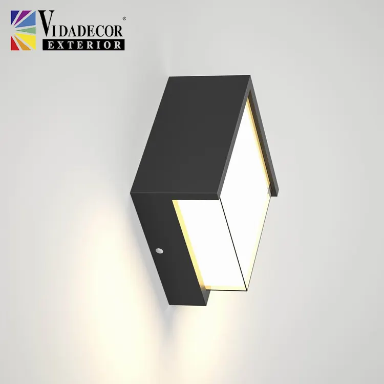 Ip65 black nordic interior external courtyard hallway hotel house indoor decorative square water proof led out door wall lights