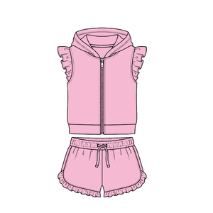 Sweat à capuche personnalisé pour filles avec fermeture éclair et volants, en spandex doux/coton biologique, vente en gros, vêtements confortables pour tout-petits, prix d'usine - Product Image 4