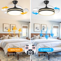Ventilador de Techo LED Retráctil Plegable Y273 de 42 Pulgadas con Aspas Ocultas, Diseño Moderno, Control Remoto, Uso en Dormitorio, Motor AC/DC