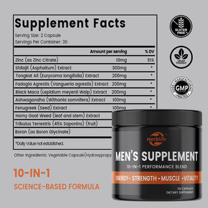 Suplemento de Vitalidad Masculina de Marca Privada OEM, Fuerza Natural, Energía y Desarrollo Muscular con Shilajit, Ashwagandha y Saw Palmetto - Product Image 2