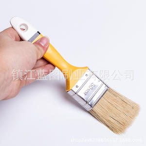 Brocha plana para pintar con cerdas de cerdo, mango Hemu, amarilla, 18-26 mm, para pintar y limpiar LTR64B - Product Image 1