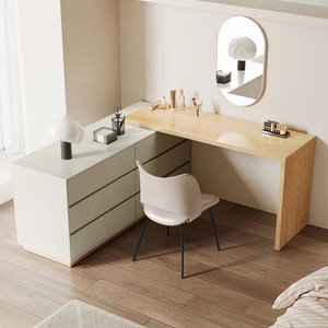 <span class=keywords><strong>Miroir</strong></span> de toilette élégant en forme de L pour adultes avec rangement, <span class=keywords><strong>grand</strong></span> meuble de coiffeuse pour salle de maquillage - Product Image 1