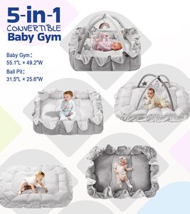 Tapis d'éveil avec couverture, tapis de jeu pour bébé, aire de jeu convertible pour le développement sensoriel, du nouveau-né au bambin - Product Image 2