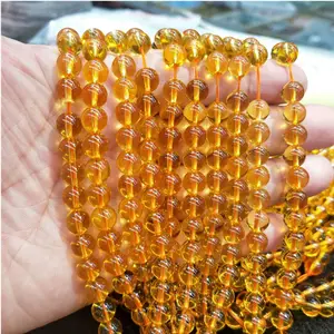 High Quality Jewelry Making Beads 8mm Citrine Round Beads Wholesale For Bracelet Making