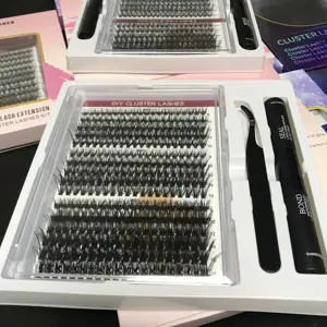 ラッシュクラスター240pcs個別まつげ30d40dシルクヒートボンド既製ボリュームファンノットフリーまつげDiyまつげエクステンション