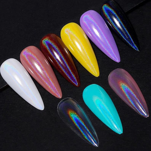 Polvo de cromo para uñas holográfico blanco, efecto transparente, unicornio transparente, Arco Iris, uñas brillantes, polvo brillante, vidrio, brillo, no brillo - Product Image 2