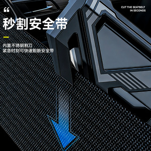 Herramienta de Escape para Auto, Rompeventanas de Acero al Carbono con Cortador de Cinturón de Seguridad, Martillo de Seguridad de Emergencia Compacto y Portátil, Color Negro - Product Image 1