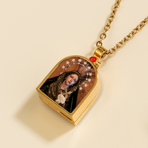 GIVELUCK Colgante Religioso Personalizado para Hombre, <span class=keywords><strong>de</strong></span> la Virgen <span class=keywords><strong>de</strong></span> los Dolores, Chapado en Oro <span class=keywords><strong>de</strong></span> 18K, Acero Inoxidable, con Zirconia Creada en Laboratorio, Docenas - Product Image 5