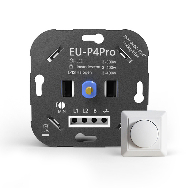 2 Pol Rotary Dimmer Switch Wall Recessed 400w Trailing Edge Led Touch Light Dimmer 220v Remote Control,manual SWITCH Carton Box
