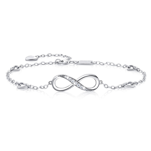 Mode 925 Sterling Silber Infinity Herz Fußkettchen für Mädchen