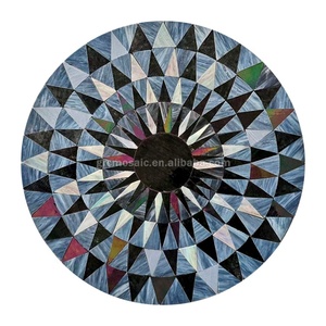 Medallón de corte a mano de vidrio de fusión en caliente de lujo, arte oscuro, estampado de cebra, mosaico negro, Mural, suelo, círculos concéntricos, rompecabezas de mosaico - Product Image 1