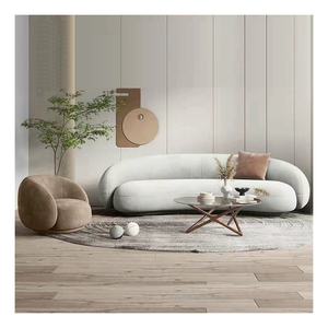 Muebles Foshan, <span class=keywords><strong>sofá</strong></span> seccional exuberante, nuevo diseño de calidad, <span class=keywords><strong>sofá</strong></span> moderno Modular para sala de estar, <span class=keywords><strong>sofá</strong></span> cómodo de tela redonda y curvada - Product Image 1