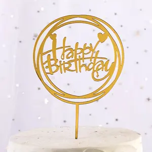 Acrylic happy birthday cake topper for Cupcake Decoration