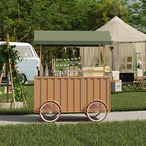 Snack Kiosque commercial Rues Spots scéniques chariot de poussée extérieur Cabine de café avec roues Chariots à manger mobiles Étals du marché de nuit - Product Image 3
