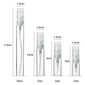 Toptan taşınabilir küçük parfüm Mini doldurulabilir Atomizer sprey cam şişe 2ml 3ml 5ml 10ml tüp püskürtücü ile