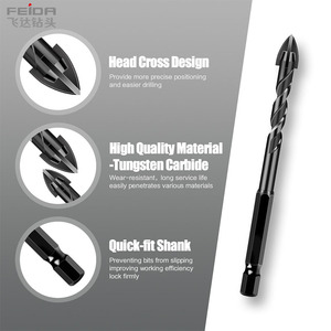 Đầu khoan kính Feida 3mm, cán lục giác, đầu cắt cacbua, dùng khoan đá cẩm thạch, gốm sứ, gạch men, có rãnh xoắn, dùng cho máy khoan điện - Product Image 4