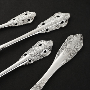 Stainless steel tableware hollowed-out vintage palace embossed knife fork spoon steak knife fruit fork coffee spoon tableware - Product Image 4
