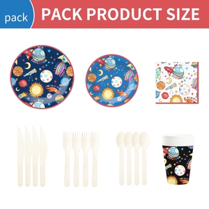 DAMAI - Decoración para Fiestas de Cumpleaños con Temática Espacial, Platos, Servilletas y Vasos de Papel para Niños - Product Image 3