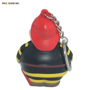 Unisex PU Foam Fireman Bert Shape Keychain Promotional Anti-Stress Anxiety Reducing Toy With Custom Logo Printing - Product Image 5