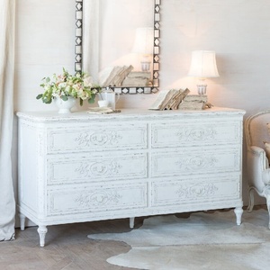 <span class=keywords><strong>Commode</strong></span> en bois blanc vintage française sur mesure avec 6 tiroirs <span class=keywords><strong>et</strong></span> miroir pour la chambre à coucher - Product Image 3
