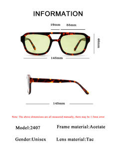 نظارات شمسية رائجة البيع Acetate نظارة شمسية فاخرة مزدوجة الجسر للنساء والرجال نظارات شمسية تجريبية - Product Image 4