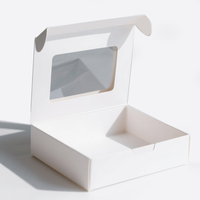 Boîte en carton kraft blanc avec couvercle transparent pour pâtisserie, biscuits, desserts, gâteaux, cadeaux, logo personnalisé