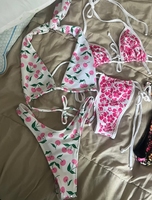 Bikini deux pièces personnalisé avec logo, maillot de bain string mat côtelé, tongs, grandes tailles XS, pour occasions de plage