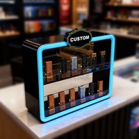 Présentoir de Comptoir en Acrylique pour Cigarettes LED Personnalisées, 2 Niveaux, Vitrine de Tabac, Étagère d'Éclairage pour Cigares, Idéal pour Magasin de Détail