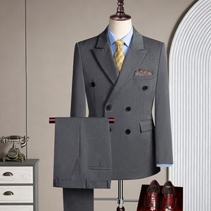 Nouvel Arrivage – Ensemble <span class=keywords><strong>Costume</strong></span> Homme Couleur Unie avec Perles, Style Britannique Vintage, Double Boutonnage, Revers Cranté – <span class=keywords><strong>Costume</strong></span> Deux Pièces <span class=keywords><strong>pour</strong></span> Homme - Product Image 2