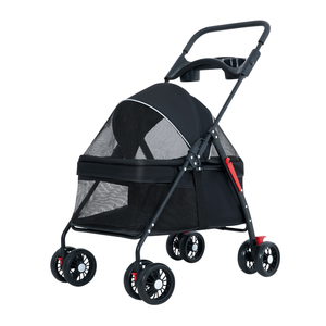 Foldable Pet Stroller With <b>4</b> <b>Wheels</b> Breathable Mesh Dog Carrier Portable Travel <b>Trolley</b> For Outdoor Use - Product Image 2