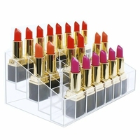 Organisateur de rouge à lèvres et gloss en acrylique transparent moderne - Durable pour un rangement de bureau réglable, boîte de rangement antidérapante, empilable, maquillage