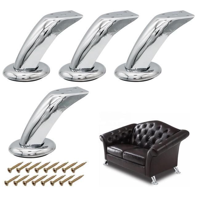 Modern Metal Chrome TV Legs 4 Inch TV Stand 4 Feet for Home Office Sofa & Cabinet Furniture