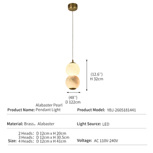 Pendant <b>Light</b> Stainless Steel Alabaster Italian Minimalist Kitchen Island <b>Dining</b> Room Bedside Hotel Project Stacked Globe Sphere - Product Image 3