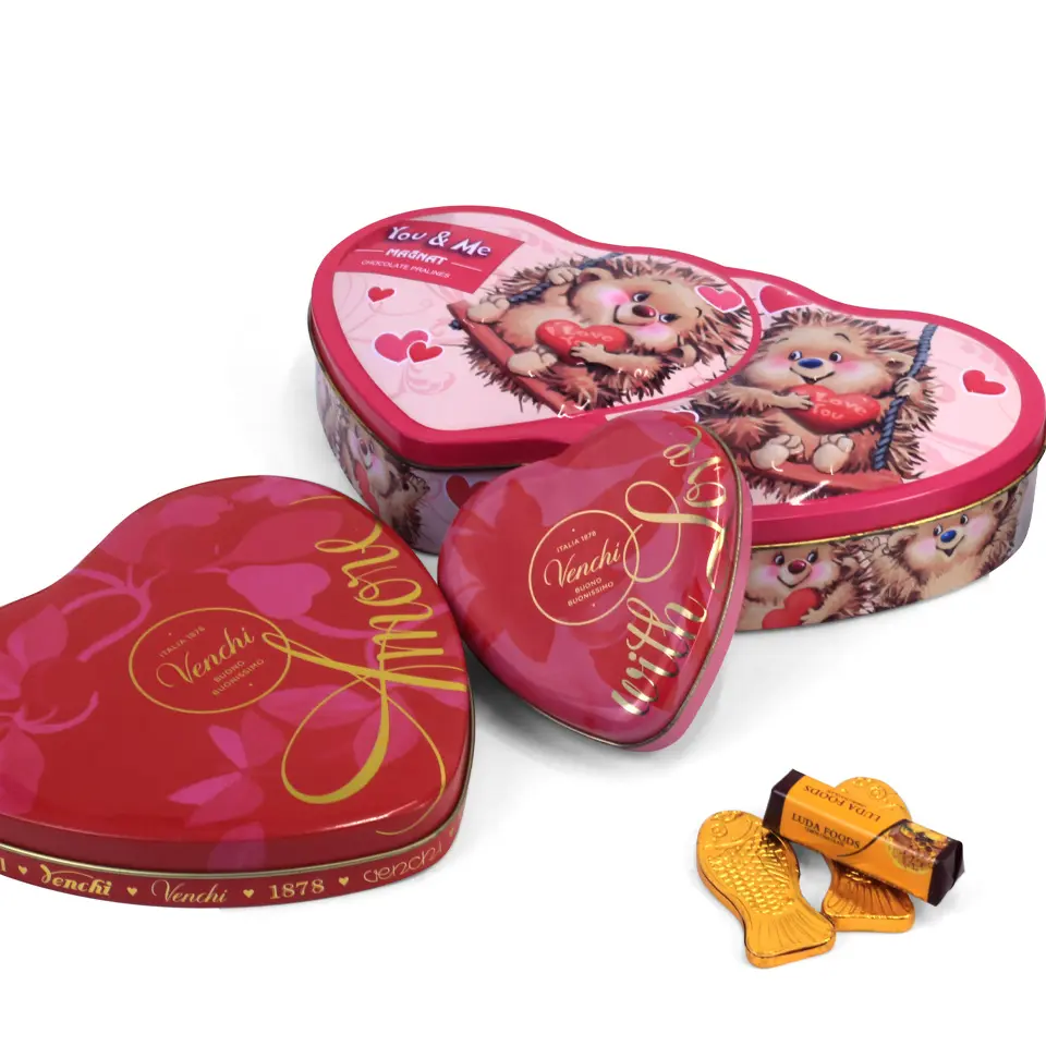 Жестяная тарелка JYB в форме сердца, металлическая жестяная тарелка, конфеты, шоколад, подарочная упаковка, жестяная коробка, контейнер на заказ