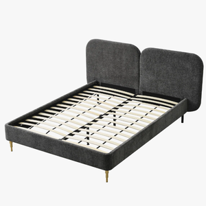 Letto Moderno di Lusso Personalizzato in Legno Massello Bianco con Testiera, Disponibile in Misure Queen, King, Full e Twin, Ultima Versione Imbottita - Product Image 3