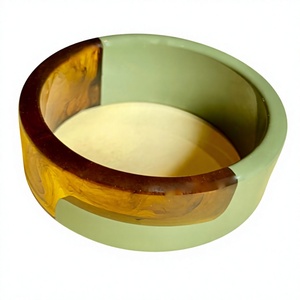 New Handmade Resin Bangle <b>Bracelet</b> Wide Colorful <b>Cute</b> Pink Amber Designer Acrylic Unique Unisex Fashion Jewelry Party Woman - Product Image 5