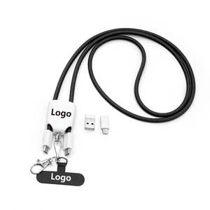 Cable de Carga Portátil 3 en 1 con Logotipo Personalizado, Cable de Nylon Trenzado con USB-C, Lightning y Micro USB, Carga Rápida, para Regalos Promocionales - Product Image 2