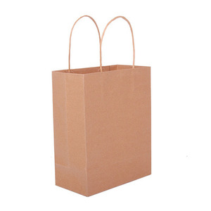 Sacs en papier kraft recyclables avec logo personnalisé et poignées torsadées, adaptés aux achats de vêtements et aux sacs cadeaux pour expositions. - Product Image 1